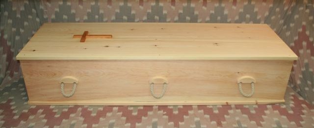 Standard Rectagular Coffin with Six Hemp Rope Handles